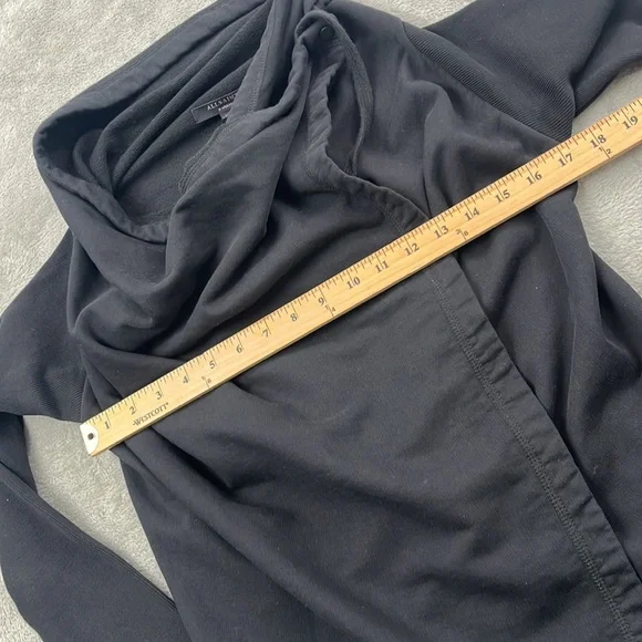 All‎ Saints XS Black 100% Cotton Wrap Cardigan Sweater - Picture 9 of 11